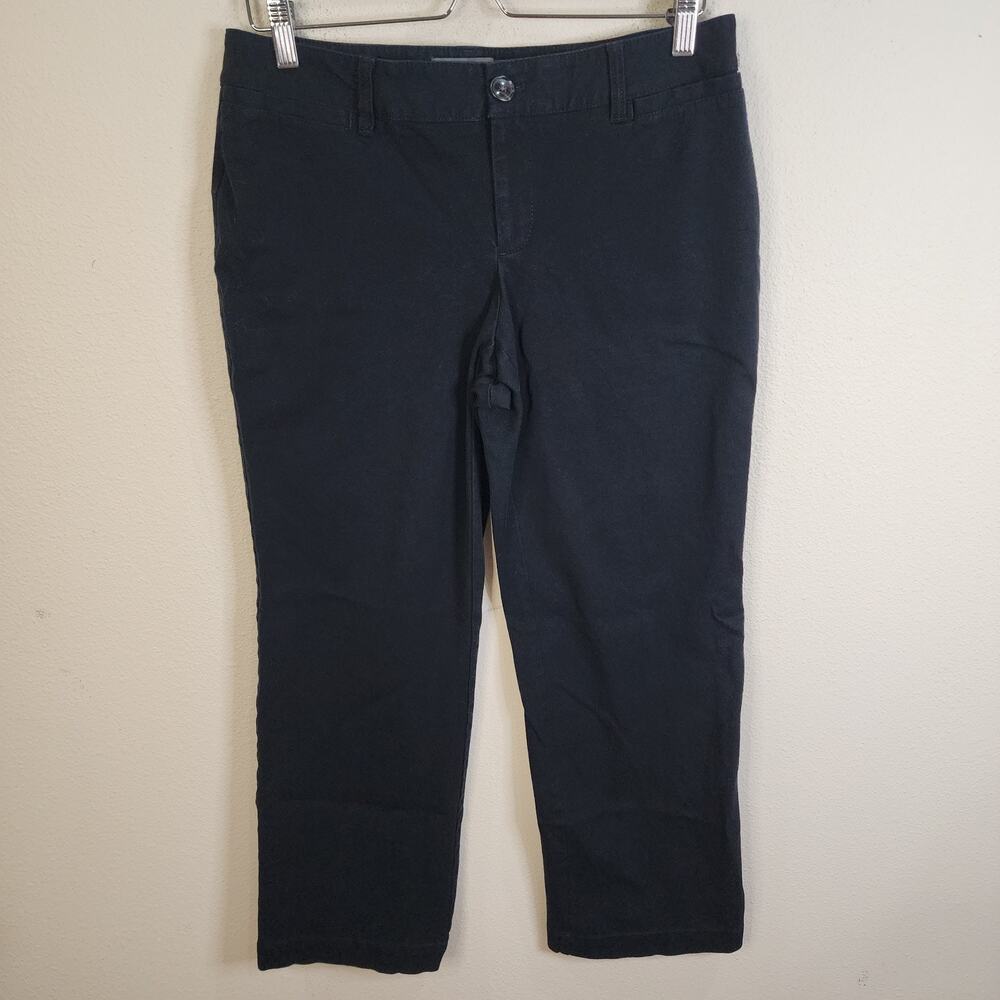 Eddie Bauer Slightly Curvy Fit Straight Leg Chino Pants Size S10 Black Stretch